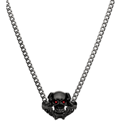 PENDENTIF CROSS SKULL 'GOLD &amp; BLACK EYES'