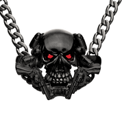 PENDENTIF CROSS SKULL 'GOLD &amp; BLACK EYES'