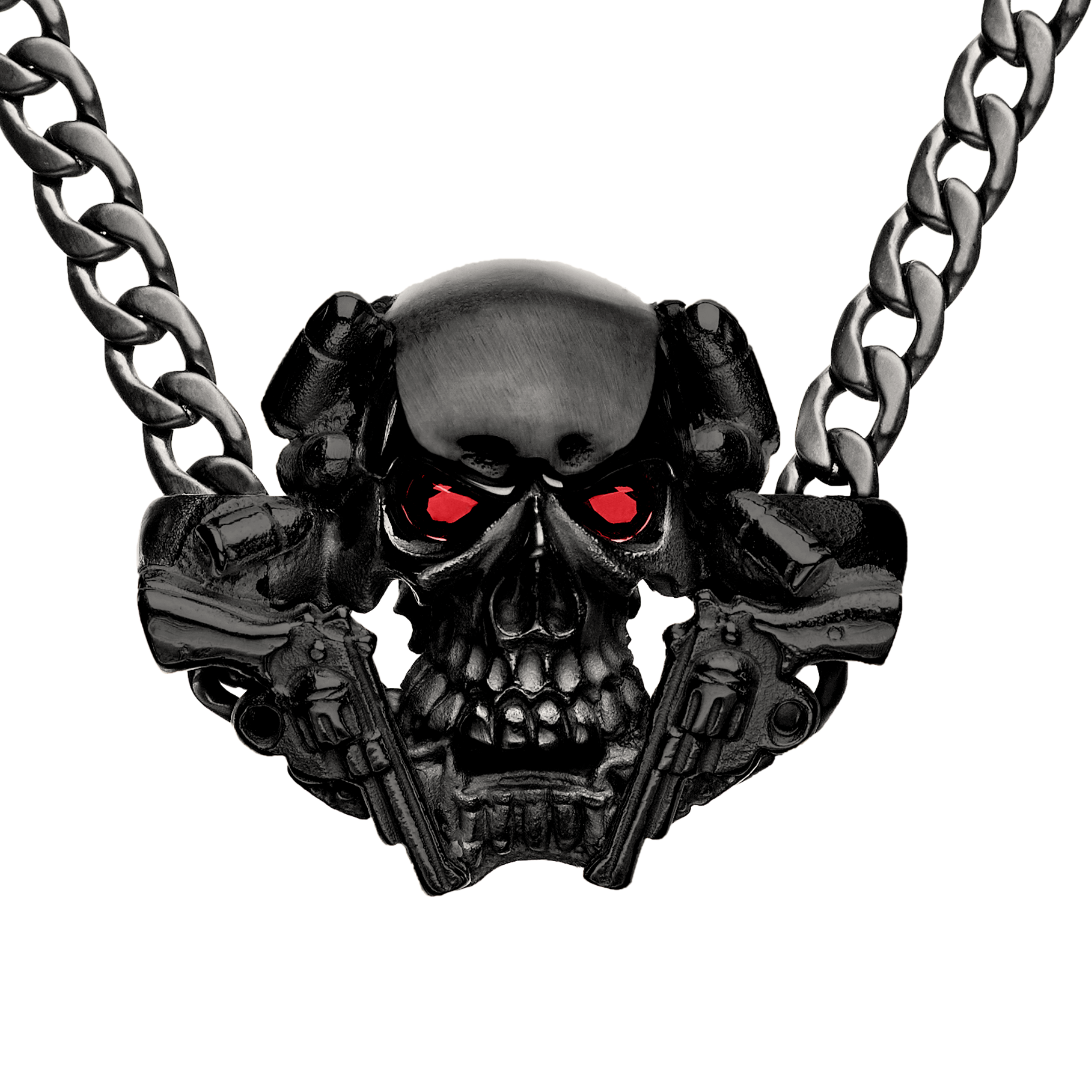 PENDENTIF CROSS SKULL 'GOLD &amp; BLACK EYES'