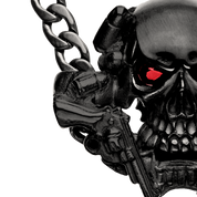 PENDENTIF CROSS SKULL 'GOLD &amp; BLACK EYES'
