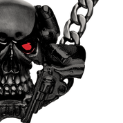 PENDENTIF CROSS SKULL 'GOLD &amp; BLACK EYES'