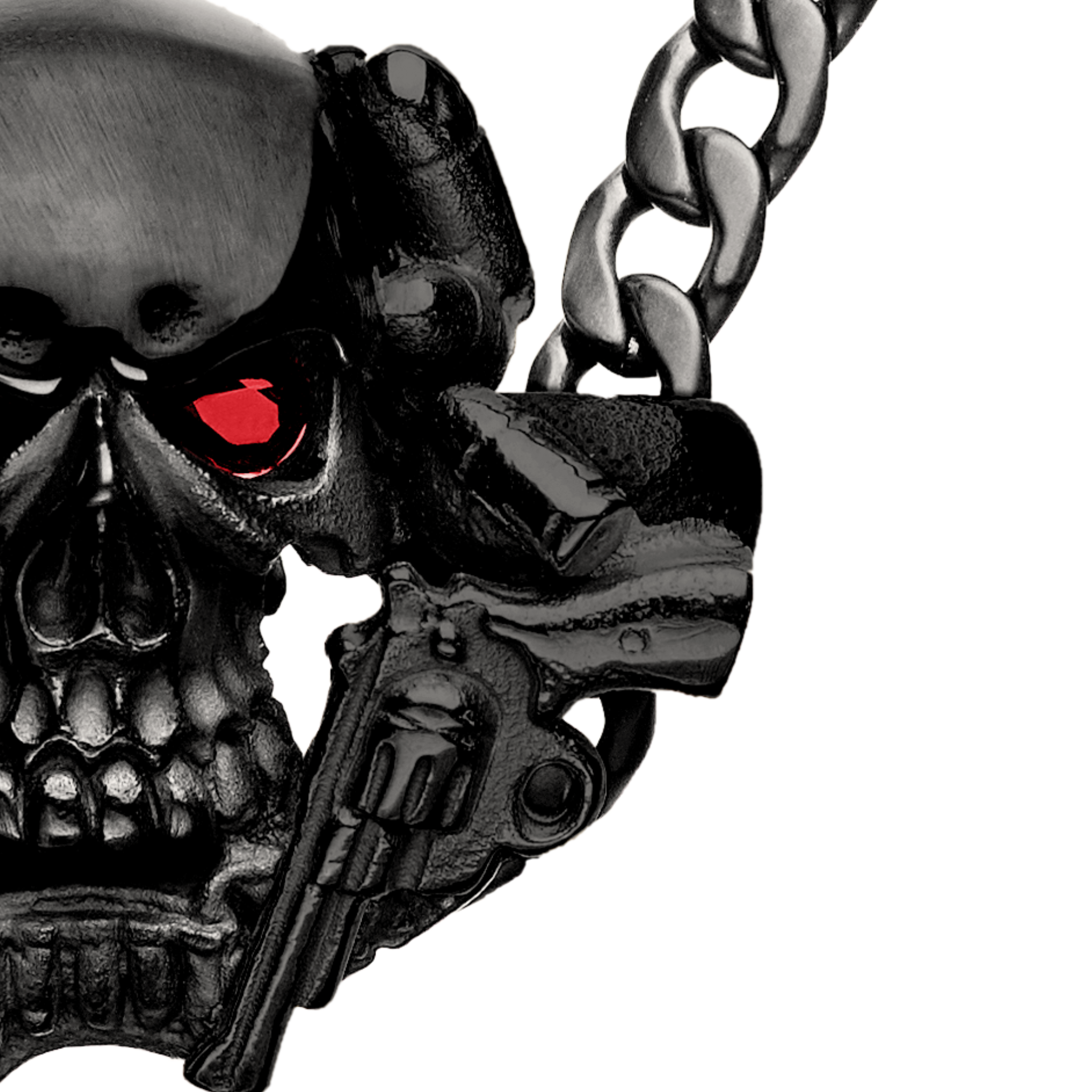 PENDENTIF CROSS SKULL 'GOLD &amp; BLACK EYES'