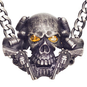 PENDENTIF CROSS SKULL 'GOLD &amp; BLACK EYES'