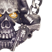 PENDENTIF CROSS SKULL 'GOLD &amp; BLACK EYES'
