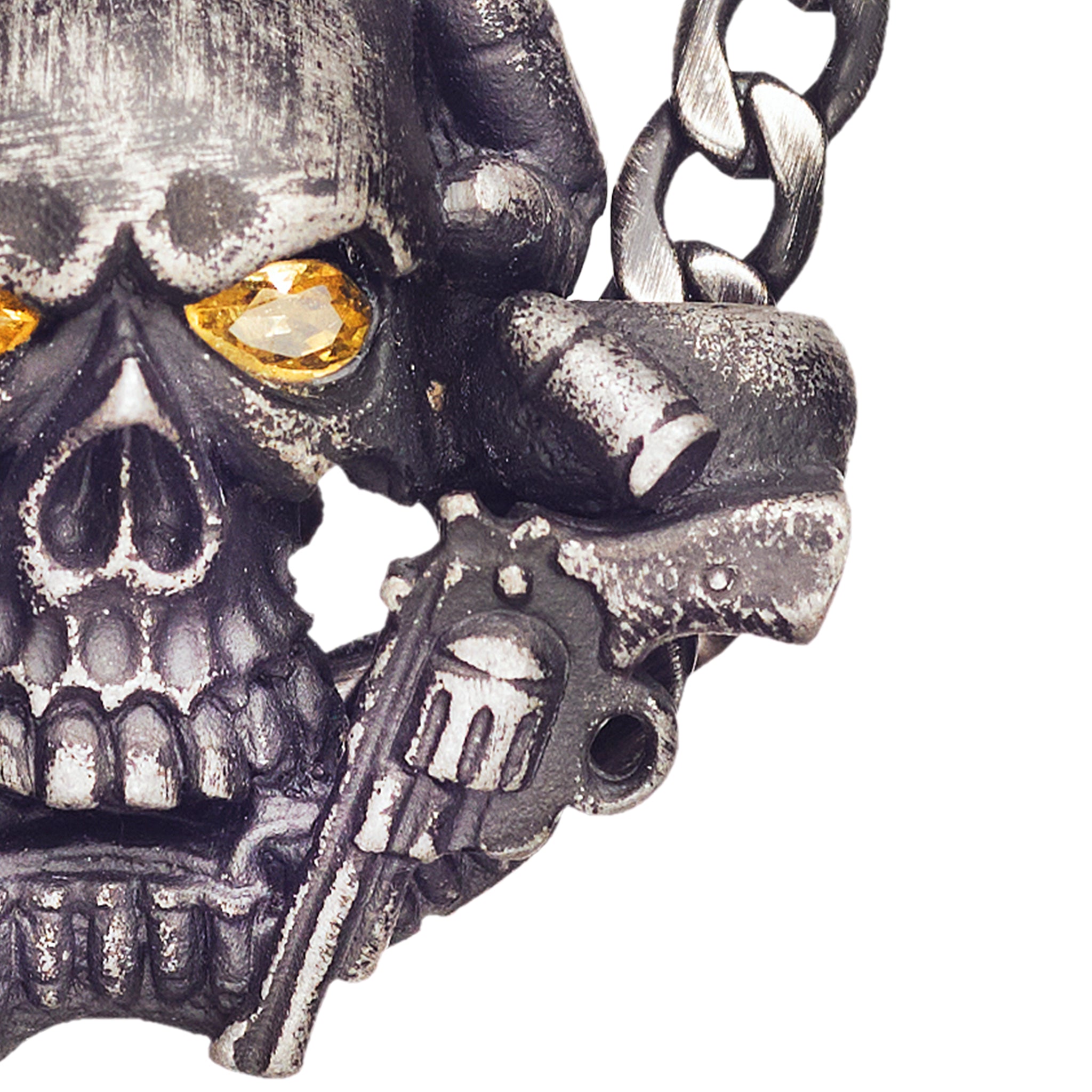 PENDENTIF CROSS SKULL 'GOLD &amp; BLACK EYES'