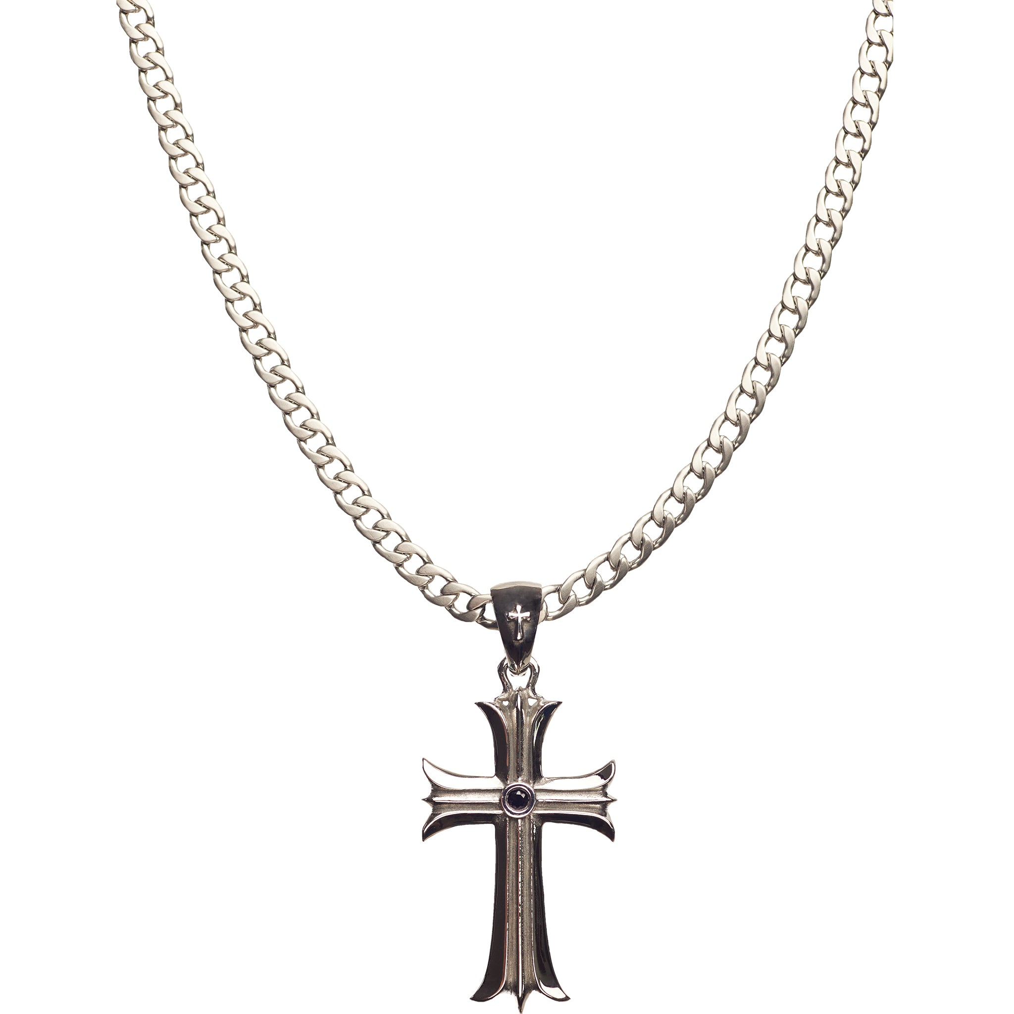 PENDENTIF CROSS SKULL 'GOLD &amp; BLACK EYES'