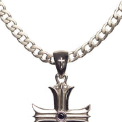 PENDENTIF CROSS SKULL 'GOLD &amp; BLACK EYES'